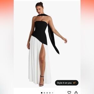 Black and White Strapless Dress